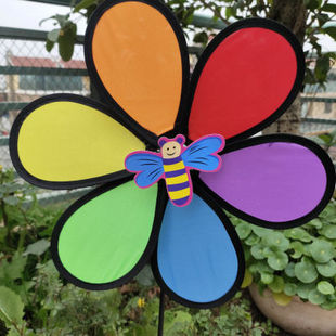 New Black Edge Cartoon Windmill Fabric Flower Cartoon Park Activity Hot Selling Product Activity Decoration
