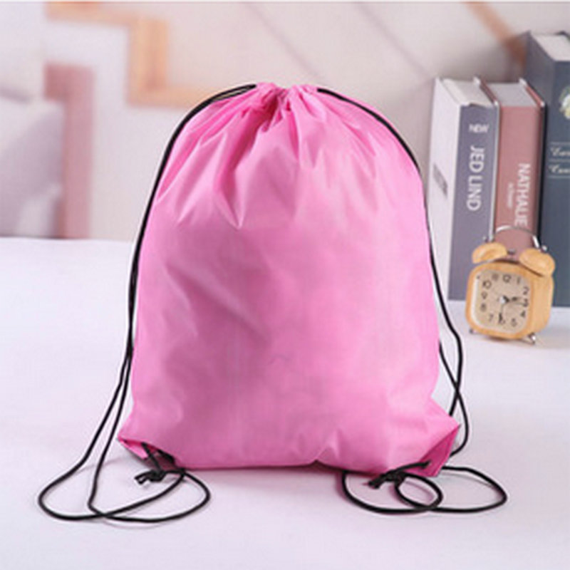 Drawstring Drawstring Pocket Color Polyester Fabric Nylon Shopping Bag Non-woven Fabric Drawstring Backpack in stock Printable Logo