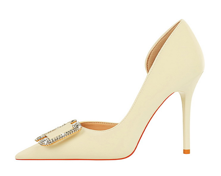 Slim side hollowed-out high heels for women slim heels super high heels rhinestone buckle single shoes_voghion.com
