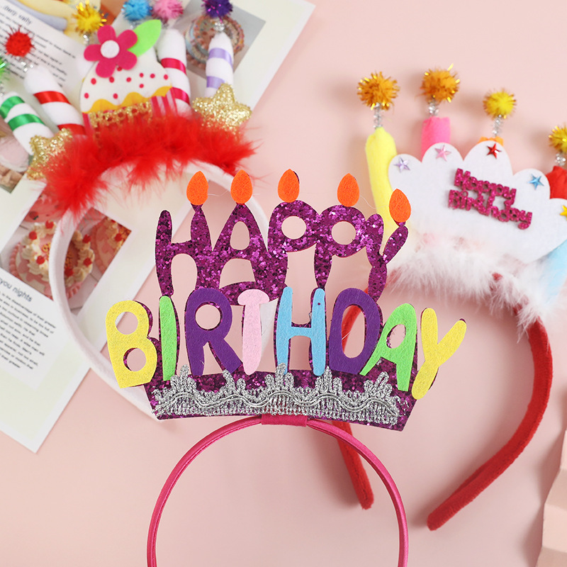 Baking Cake Decoration Internet Red Felt Hat White Hair Cloud Crown Hair Hoop Birthday Party Powder Cake Smiley Felt Hat