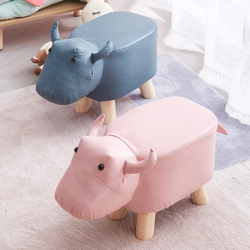 Creative cartoon animal stool children's solid wood low stool home doorway shoe changing stool sofa footrest animal stool