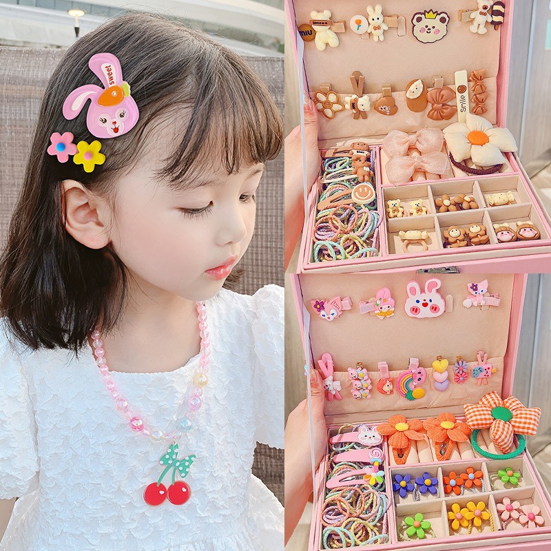 Children's New Year Headwear Girls' Birthday Gift Jewelry Box Princess Girls' Hair Accessories Set Gift Box Baby Hairpin