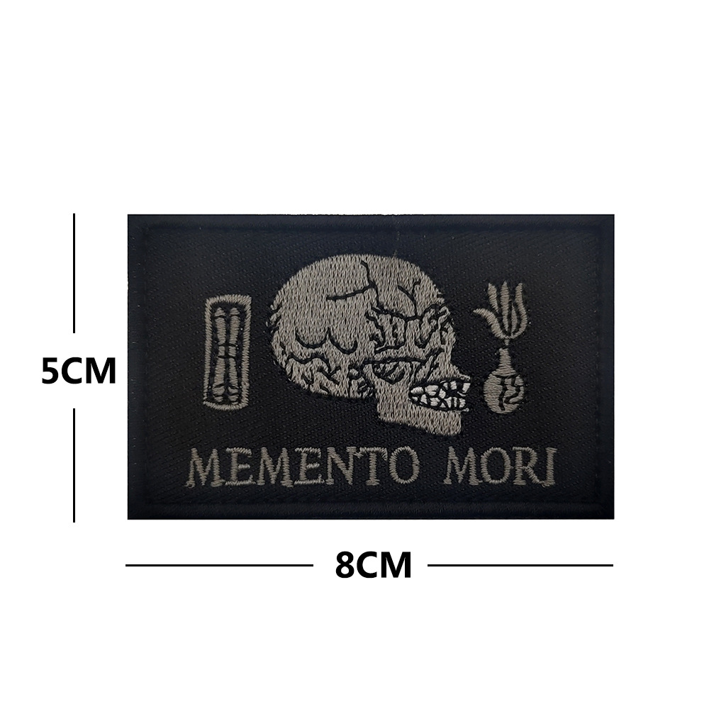 Haike Outdoor Amazon memento mori Warning Embroidered Cloth Sticker Skull Velcro Backpack Sticker Stamp