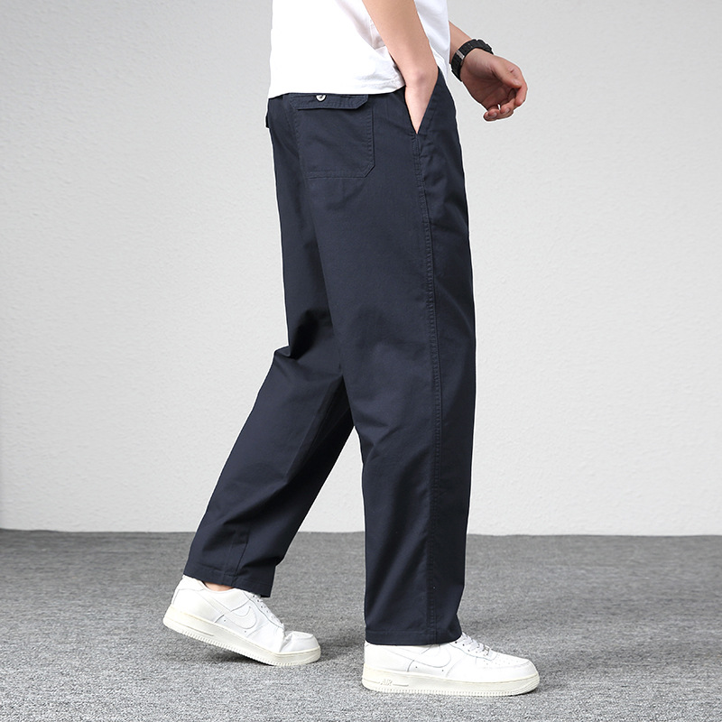 Men's Casual Pants Men's Pants Spring Loose Straight Middle-aged Dad Pants Cotton Elasticated Pants Spring and Autumn Overalls Pants