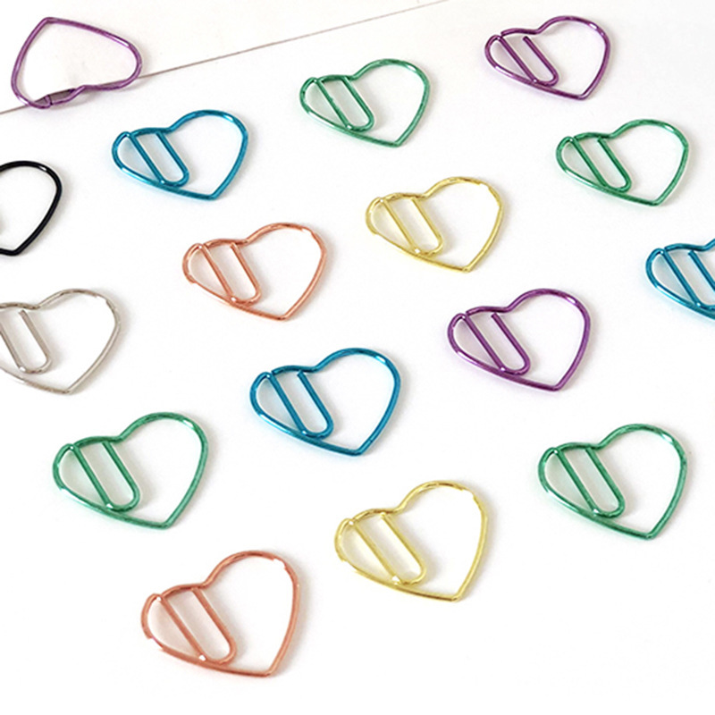 Factory in stock direct sale metal love paper clip creative paper clip cute bookmark special-shaped paper clip accessories
