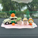 3 rabbits +2 radish + white car + flower mat