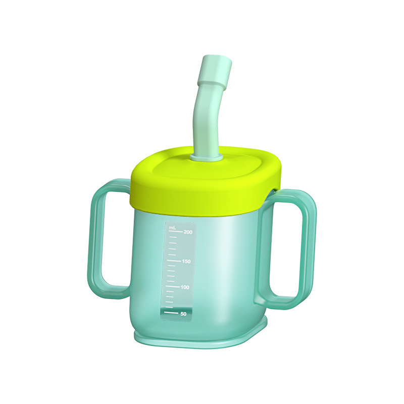Wide-mouth oblique drinking cup 1 Milk Cup with handle scale 2 baby sucker Cup anti-choking 3 baby drinking cup 4