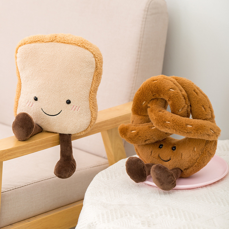 Cute toast bread breakfast series plush toy simulation French stick doll snack decoration bag pendant maternal and child