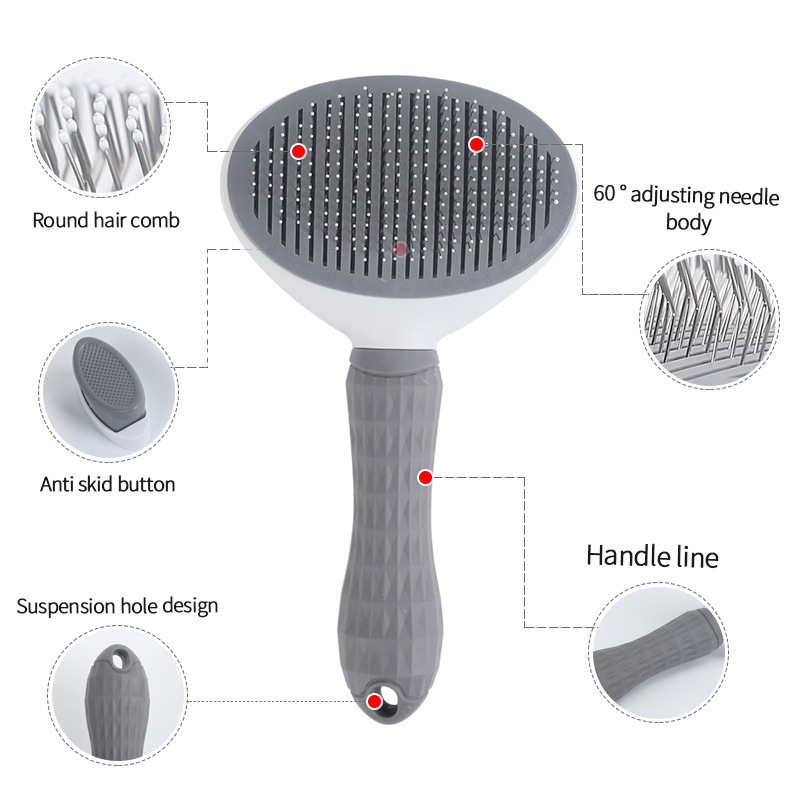 Pet cat comb cleaning hair dog comb needle comb self-cleaning comb capillary needle comb hair remover dog cat pet supplies