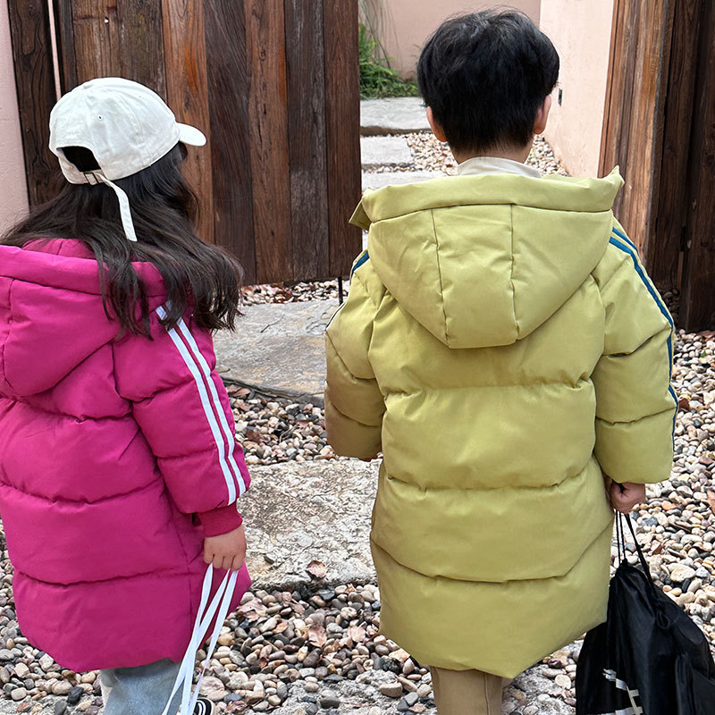 New children's thickened mid-length cotton-padded coat winter boys' and girls' down cotton-padded coat middle and older children's over-the-knee children's clothing