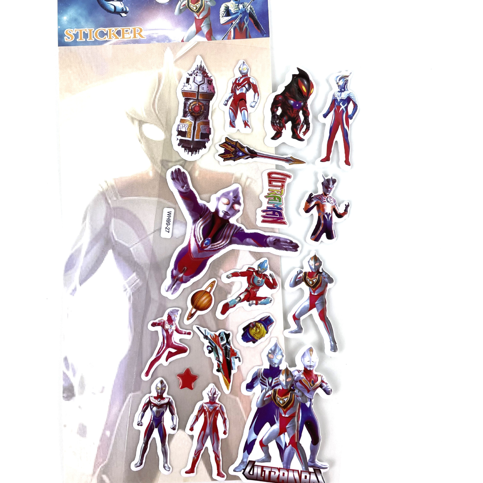 Spot supply children's cartoon stickers Ultraman bubble stickers car plane boy reward sticker manufacturers