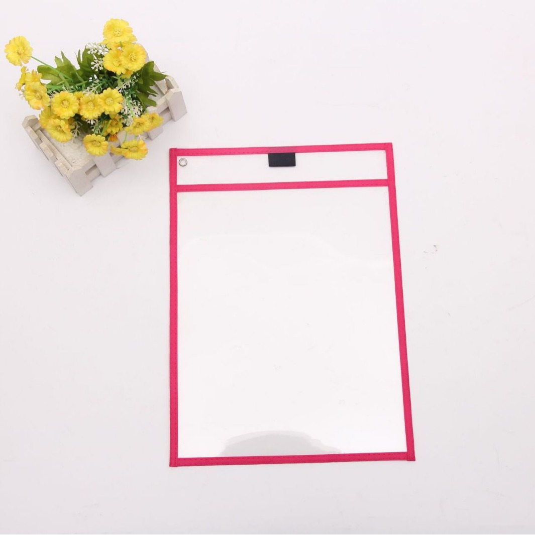 Portable File Storage Bag Red Painting Bag Erasable Hanging PVC Dry Erasing Bag a4 Transparent Sewing File Bag