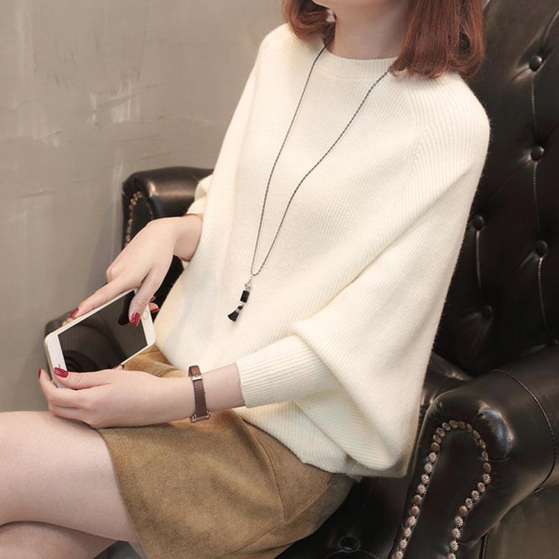 2023 autumn and winter New Korean style batwing sleeve loose sweater women's coat cross-border solid color sweater pullover women's top