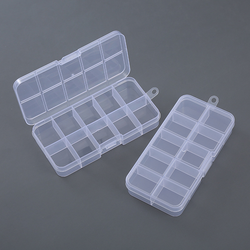 Plastic Box Transparent pp Box Fishing Gear Earrings Jewelry Fire Paint Seal Wax Grain Fixed 10-Box Storage Box
