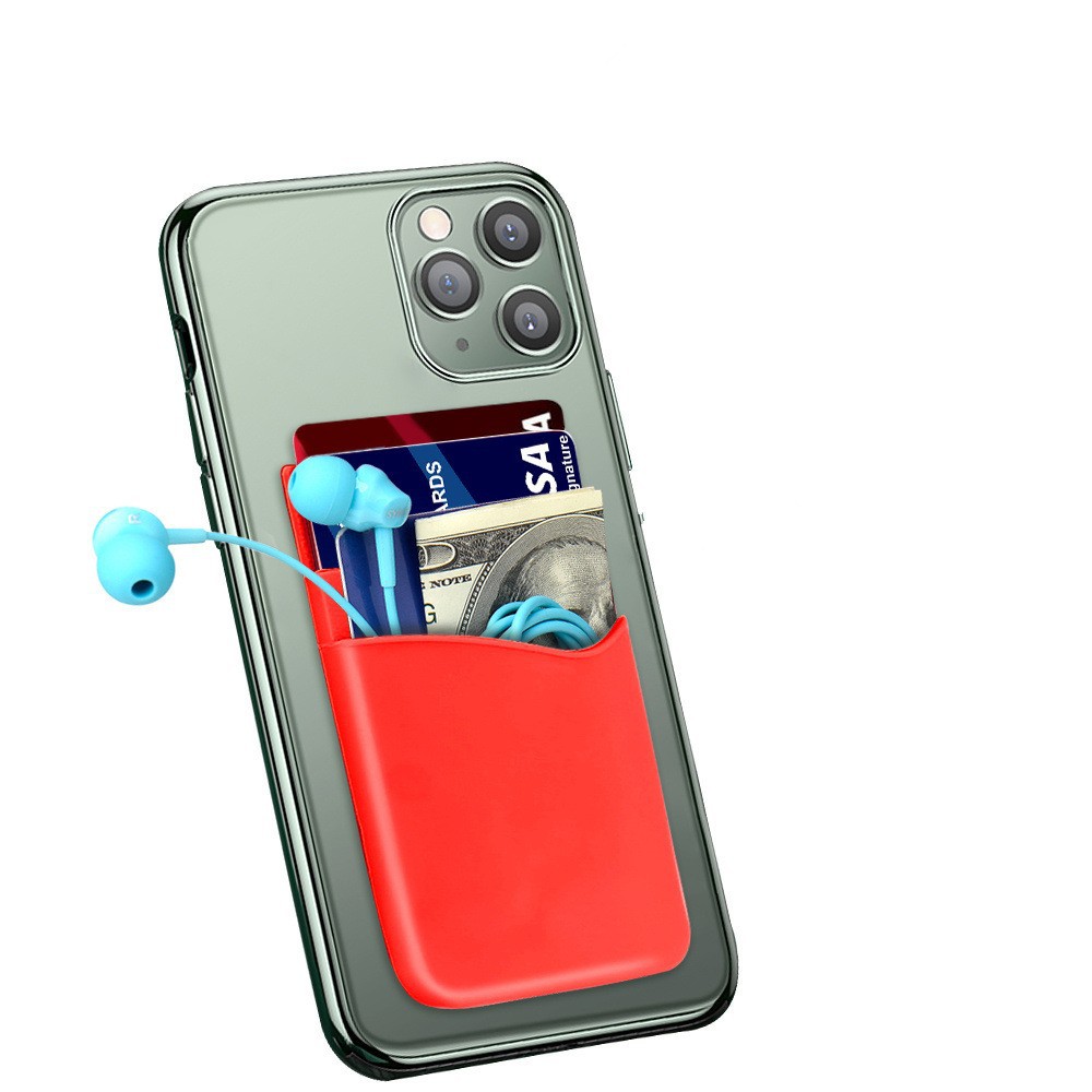 Double Layer Silicone Card Cover Sticker Mobile Phone Silicone Card Bag Back Adhesive Back Sticker Mobile Phone Card Cover Screen Printing UV Color Printing LOGO