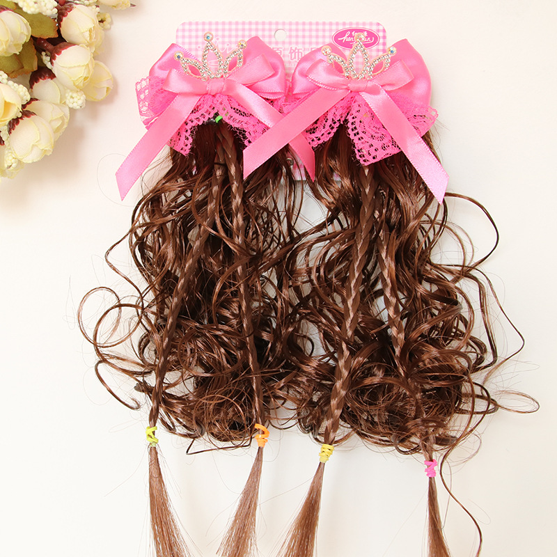 Children's Hairpin Headwear Little Girl's Hair Flower Cute Wig Braid New Bow Hairpin New Year's New Year's Hair Accessories