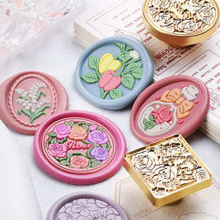 August new product original Sui Disi fire paint seal flower series Rose brass carving seal head Wholesale