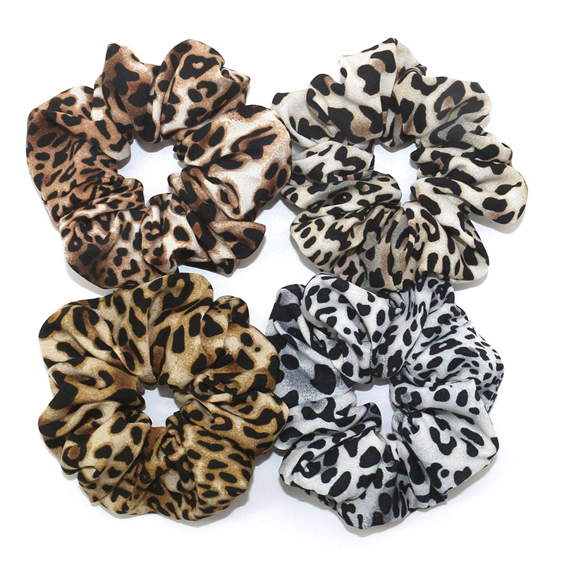 Amazon cross-border bright leopard big bowel ring European and American hair ring elastic band hair accessories wholesale pig large intestine hair ring head flower