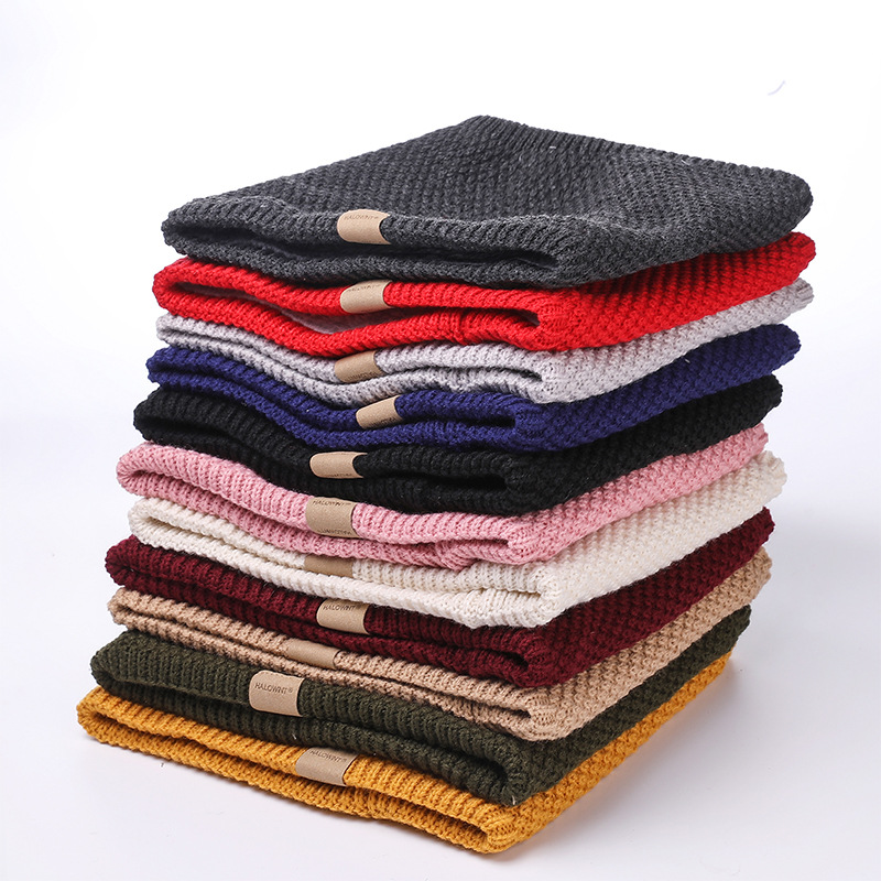 Autumn and winter new plain knitted plus velvet scarf outdoor neck neck protection neck warm collar double thick spot