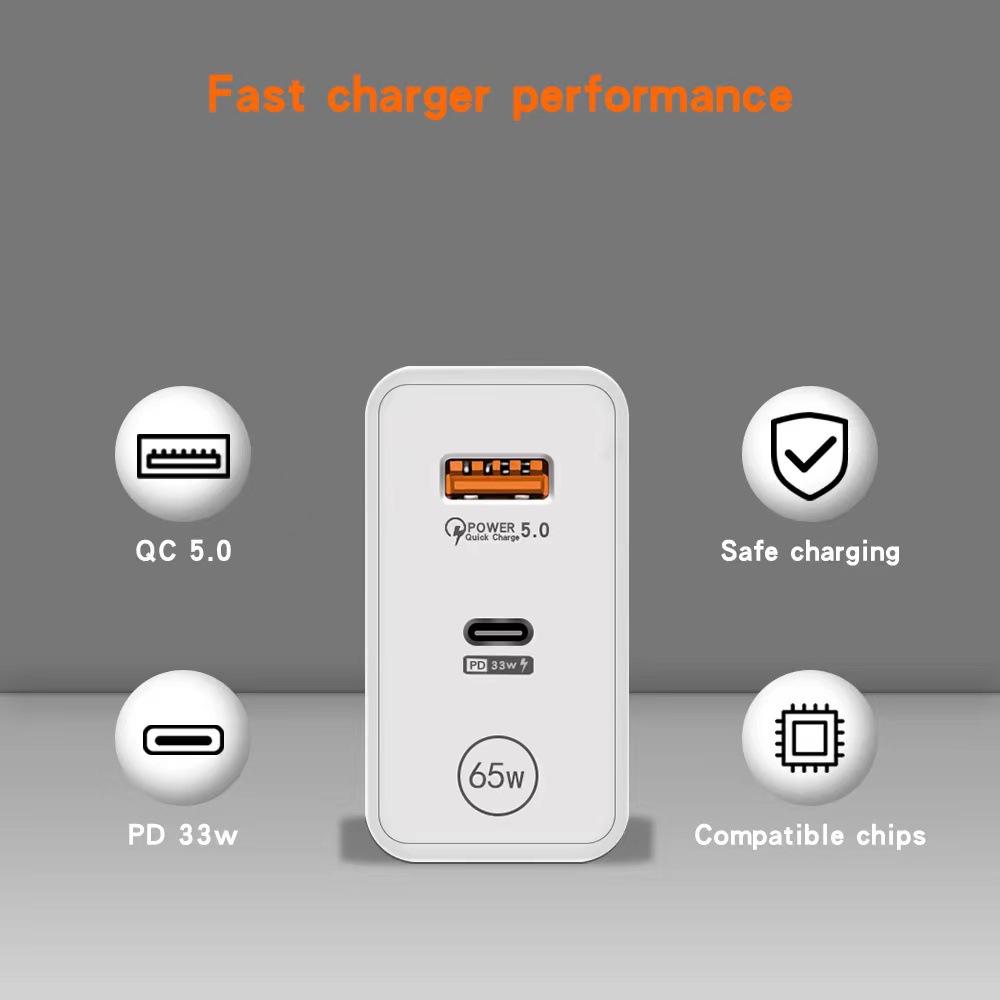 33W gallium nitride charger PD fast charging mobile phone charging head QC3.0 laptop universal GaN charging power supply
