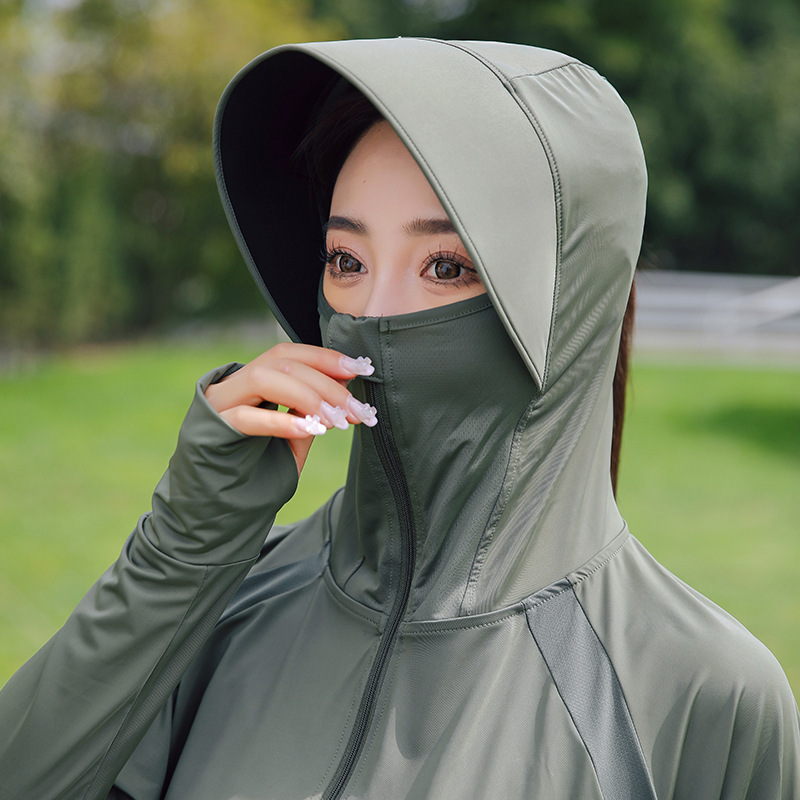 Black rubber hat brim sunscreen clothing women's new summer thin nylon yarn sunscreen clothing anti-ultraviolet breathable sunscreen clothing