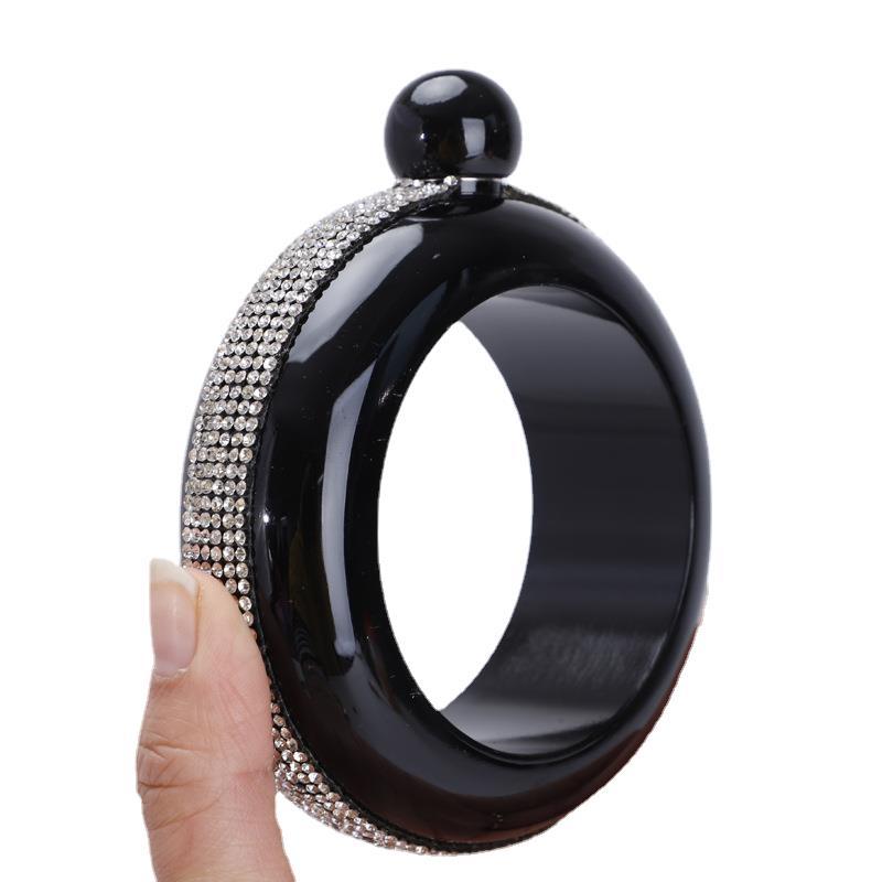 304 stainless steel stick diamond bracelet hip flask ladies 3.5 oz round plated liquor bottle bracelet hip flask wholesale