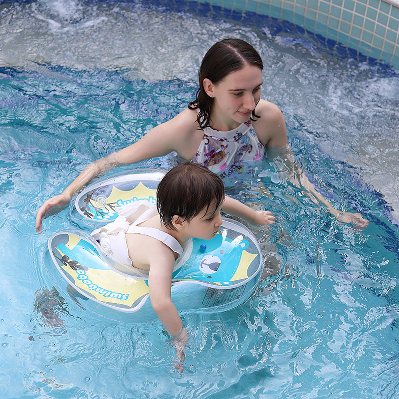 swimbobo baby swimming ring prone ring with sitting pocket children's underarm ring up and down transparent double airbag prone ring