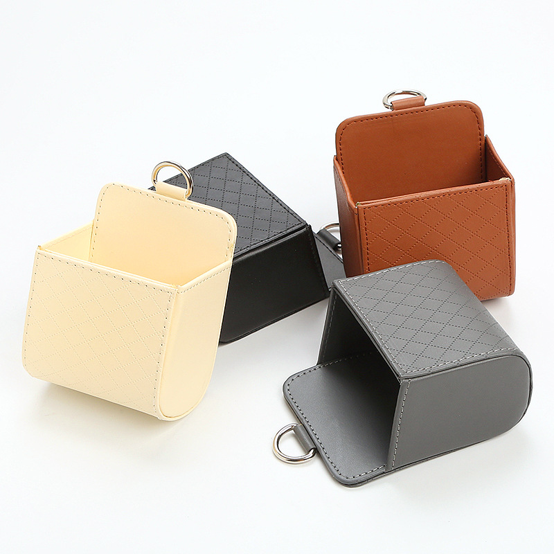 Car storage box car air outlet leather multifunctional mobile phone cigarette change card hanging pocket manufacturers
