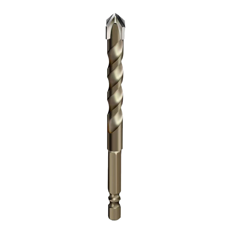 Ceramic tile drilling drill four-blade impact overlord drill hexagonal shank concrete alloy triangular drill glass tile opening
