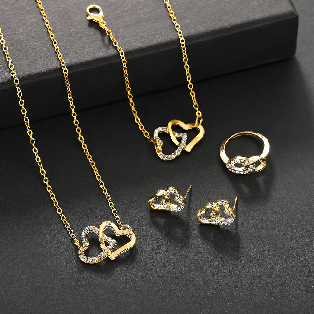 Golden Double Heart 4 Piece Set