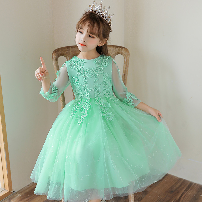 Calissa CARISA girls' dress dress net sleeve net gauze performance host princess dress cross-border a generation of hair
