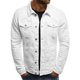 European size cross-border spring and autumn winter men's youth jacket denim clothing slim fit tooling solid color thick shirt coat foreign trade