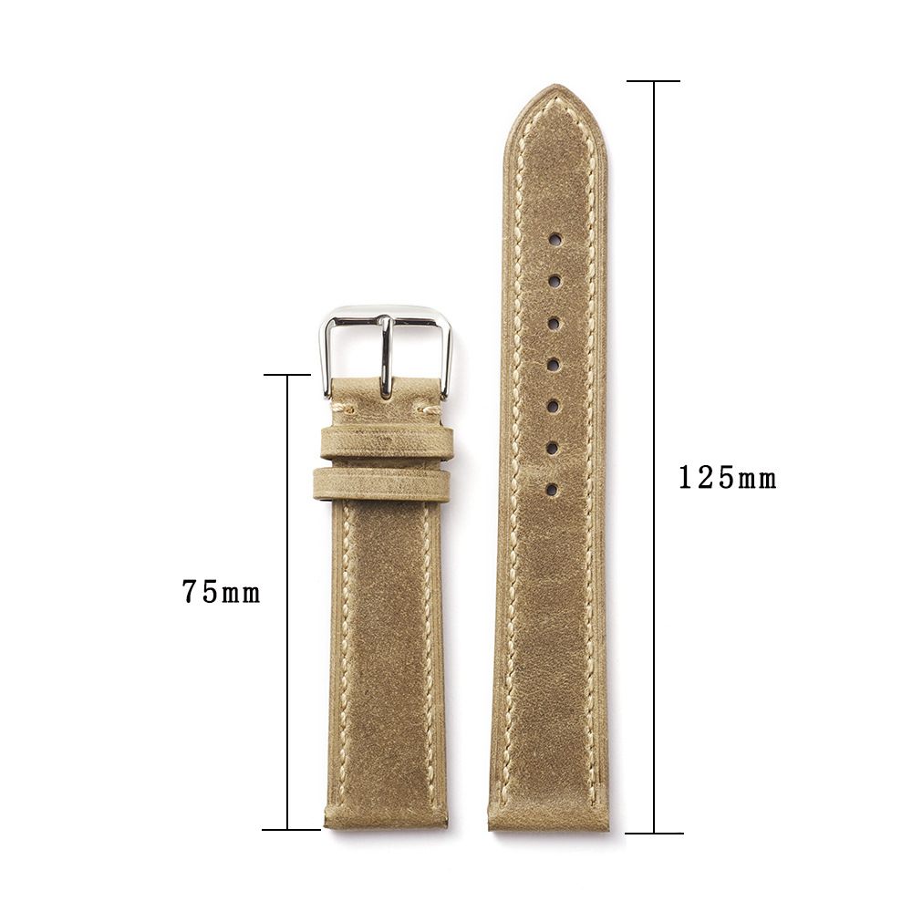 New high-end Italian leather strap soft cowhide watch strap men's and women's vintage oil wax leather strap 18-22mm