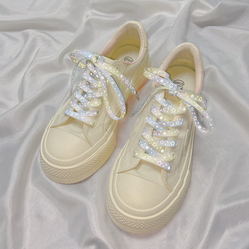 New Reflective Star Galaxy Shoelace Luminous Rope Men's and Women's Accessories White af1 Canvas Shoes Basketball Shoes All-Match