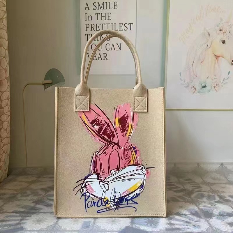 Hand Gift Felt Bag Portable Cartoon Doll Mummy Bag Baby Hundred Days Banquet Student Lunch Box Lunch Bag Customization