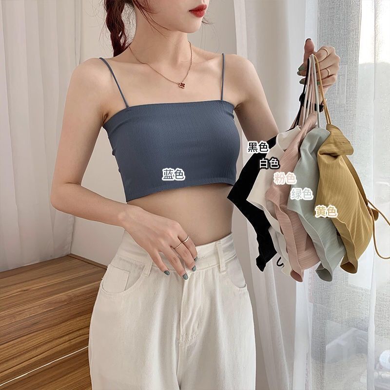 New Ice Silk Sling Tube Top Beautiful Back Anti-walking Light Show Small Chest Base Wrapped Chest Underwear Women's Korean Style Girls' Bra