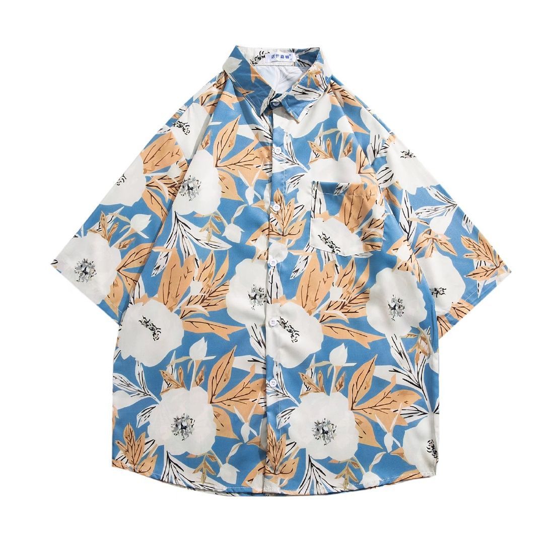 Vitage Retro Lazy Style Oil Painting Full Print Short Sleeve Shirt for Men and Women Beach Party Loose Niche Shirt
