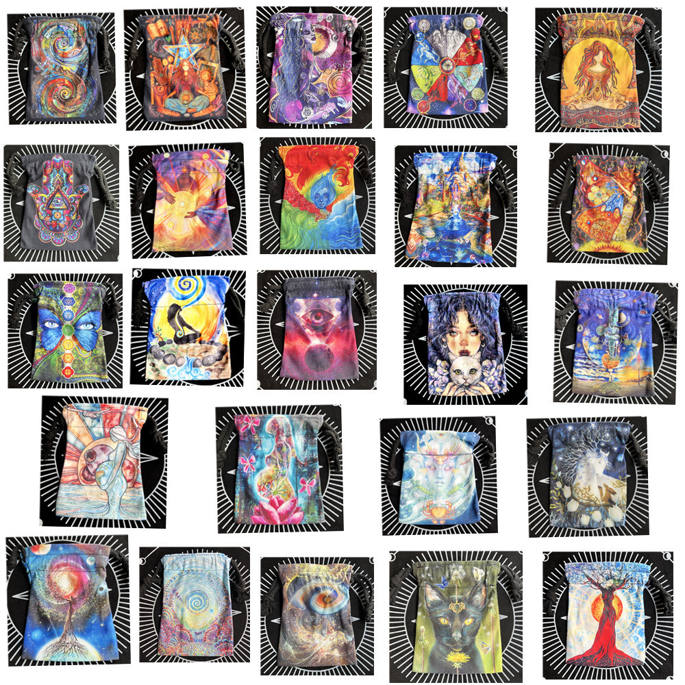 2022 New 13x 18cm double-sided printing composite velvet home accessories gift tarot card storage bag