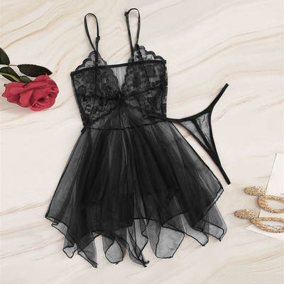 Foreign trade new sexy lingerie sexy hot mesh transparent cute tulle nightdress temptation suit ladies 7031