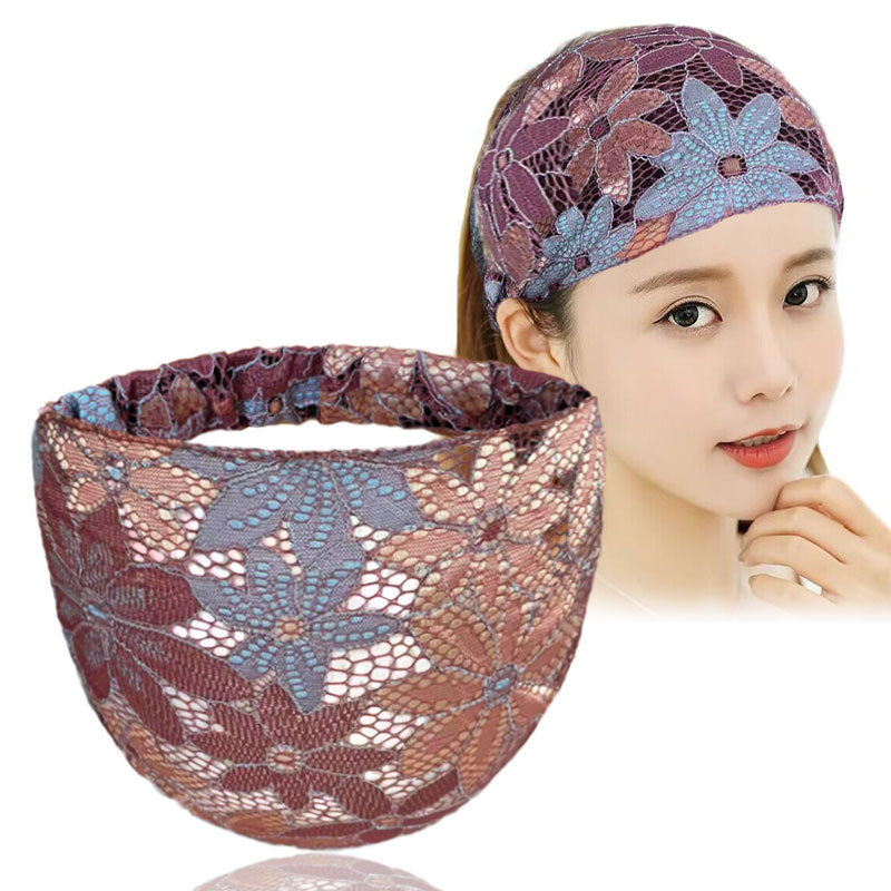Lace wide-brimmed white hair band female Net red out headscarf South Korea summer simple temperament headdress retro headband