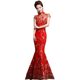 Bridal wedding toast dress red welcome cheongsam fishtail stage performance chorus dress etiquette dress long