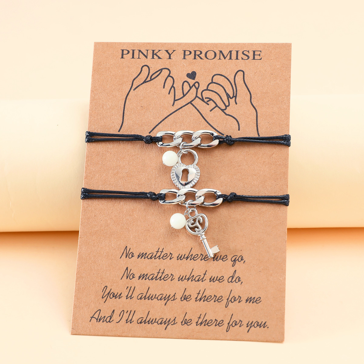 Cross-border jewelry new creative heart-shaped key and lock pendant luminous beads hand-woven couple bracelet bracelet rope women
