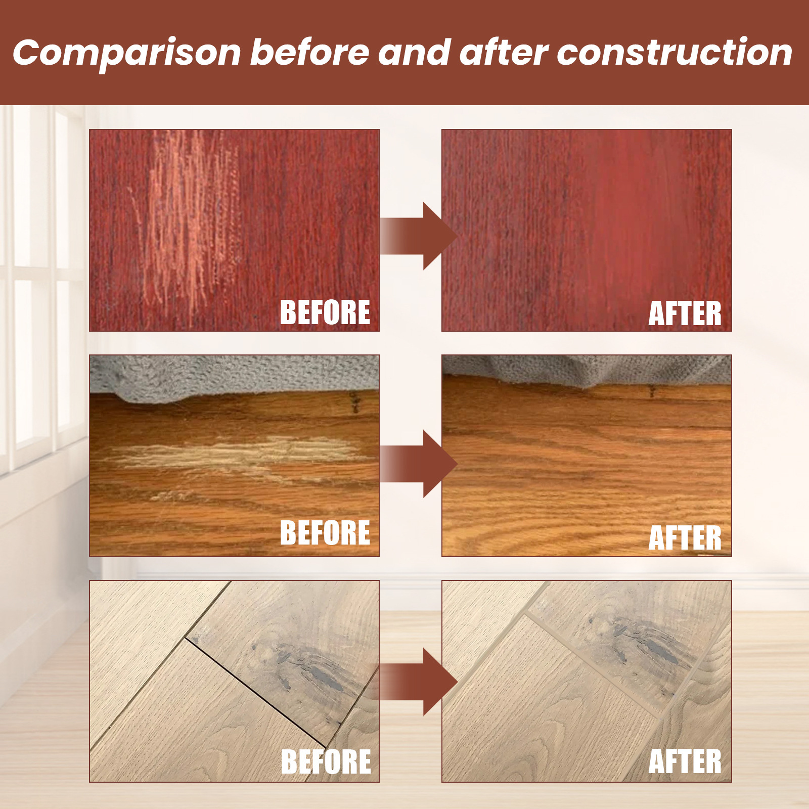 Jaysuing wood floor sealant solid wood wooden furniture floor scratch repair waxing filling sealant