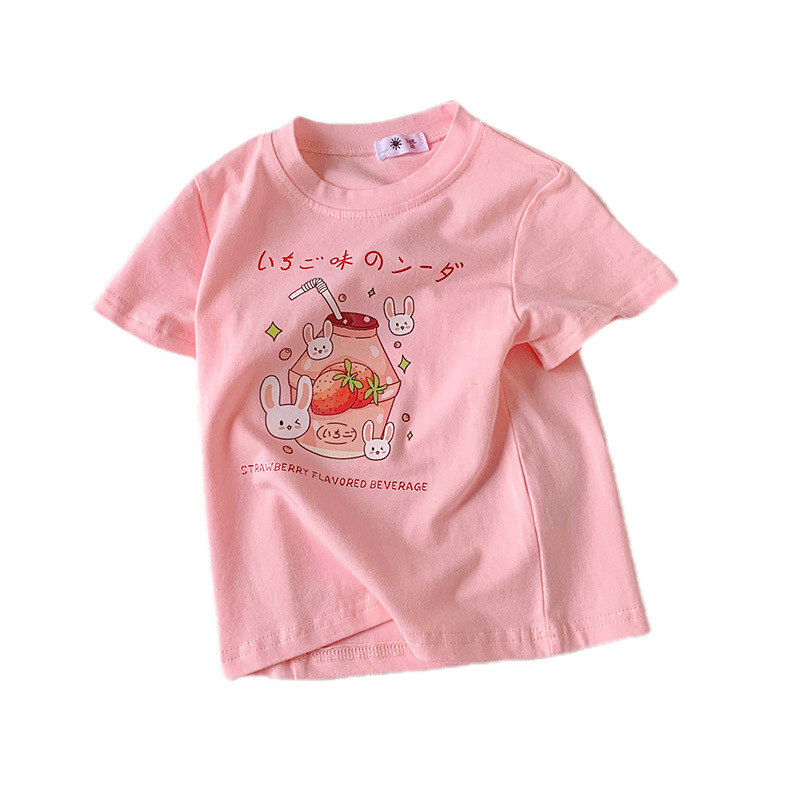 Children's T-shirt Short-sleeved Children's Half-sleeved Girls' Korean Style Baby Top Western Style Trendy 2024 New Style Boys' Summer Dress
