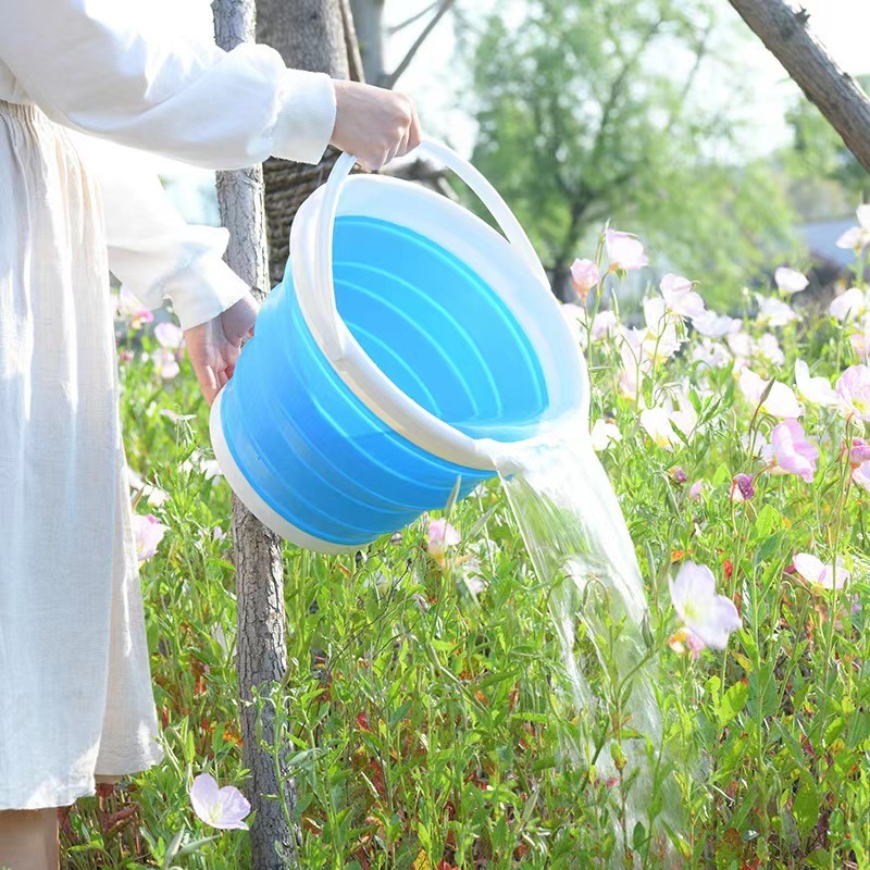 ポータブル折りたたみシリコーンプラスチック水バケツ家庭用屋外洗車釣り小さなバケツ耐久性のある収納クリーニングツール|undefined