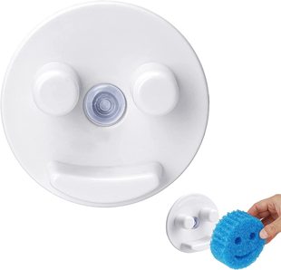 Sponge Holder Smiley Sponge Fixed Bracket Storage Holder Suction Cup Sink Kitchen Storage Box Caddy