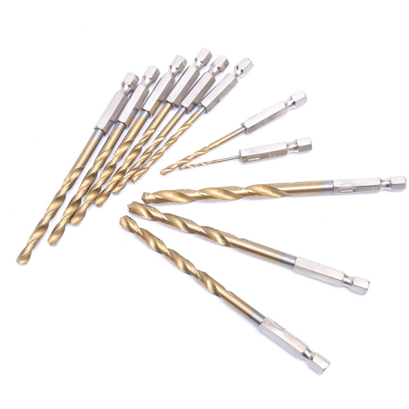 Hex shank twist drill high speed steel titanium plated 1.5-6.5mm electric drill drilling tool 13PCs twist drill set