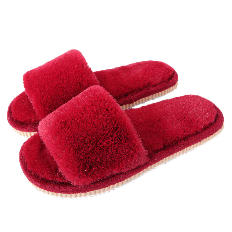Autumn and winter Mao Mao slippers women's warm cotton slippers couples home home soft bottom men's foam bottom plush slippers wholesale