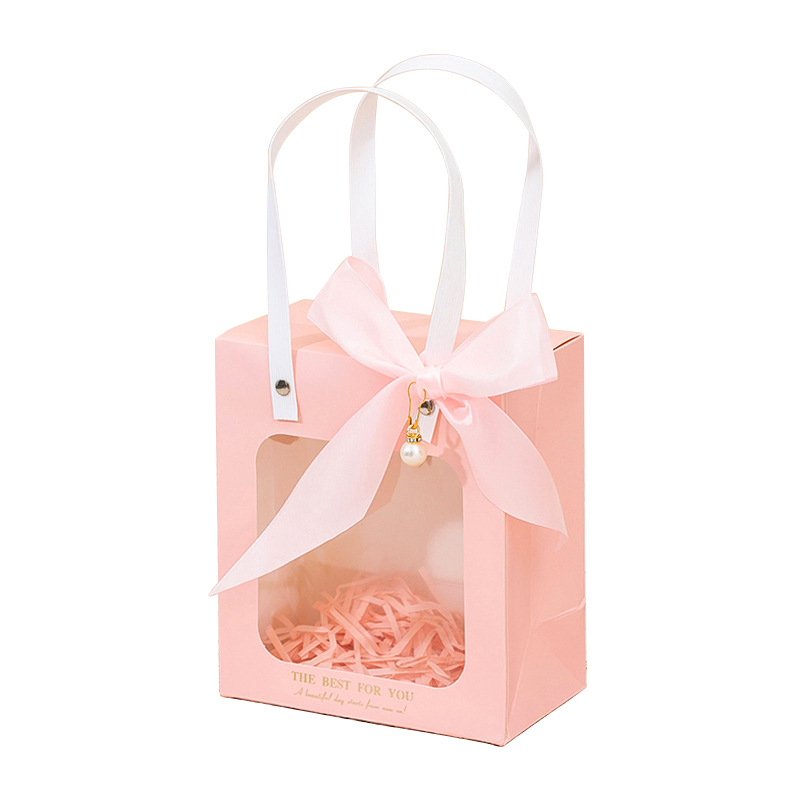 Transparent Window Opening Gift Bag Advanced Sense Jewelry Gift Bag Teachers' Day Birthday Handbag Wedding Hand Gift Paper Bag