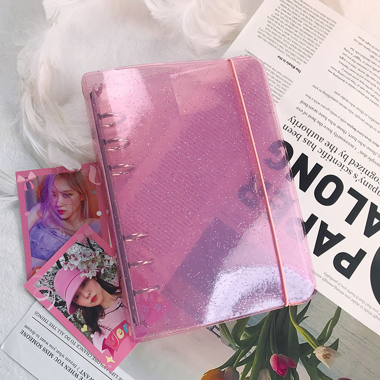 Ins Cute Girl Heart A5a6 Laser Star PVC Cover Hand Ledger Case Transparent PP Band Binder